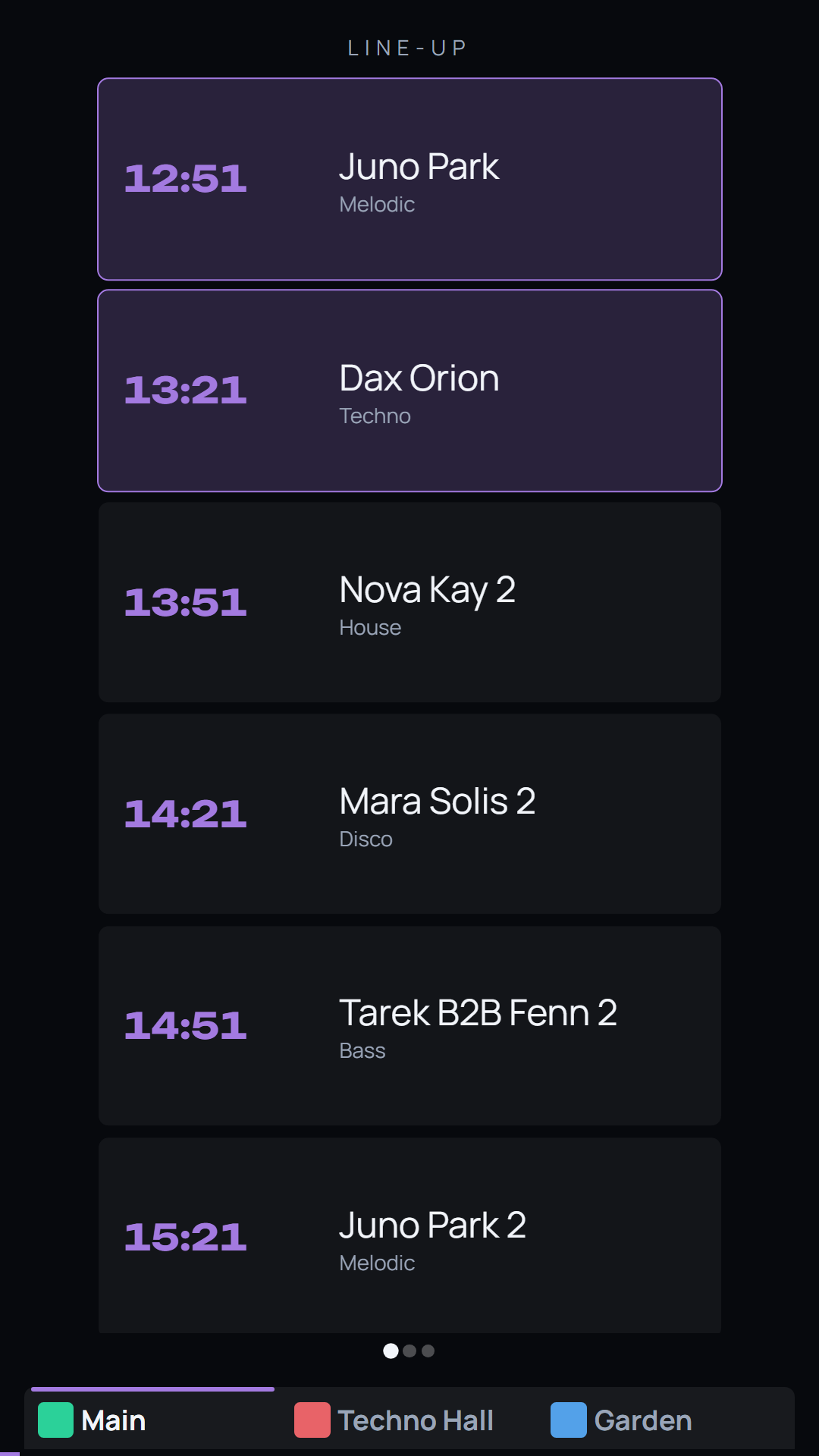 Floor: Line-up im Hochformat